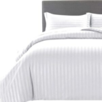 Duvet Cover Set Hotel Quality Stripes Satin Bedding Duvet Cover Set with 2 Pillowcases, Reversible Cozy Soft Breathable Bed Covers Bedding Accessories