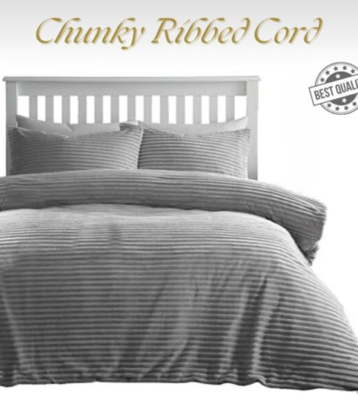 Ribbed Duvet Set Teddy Fleece Sherpa Extra Warm Bed sets Thermal Extra Fluffy Corduroy Duvet Cover with Pillowcases All UK Sizes