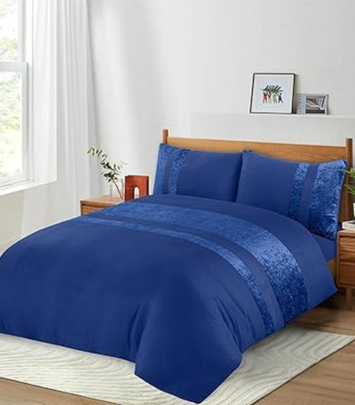 Bedding Accessories Elegant Microfiber Crushed Velvet Panel Duvet Cover Set – All Size | Stylish Bedding Sets