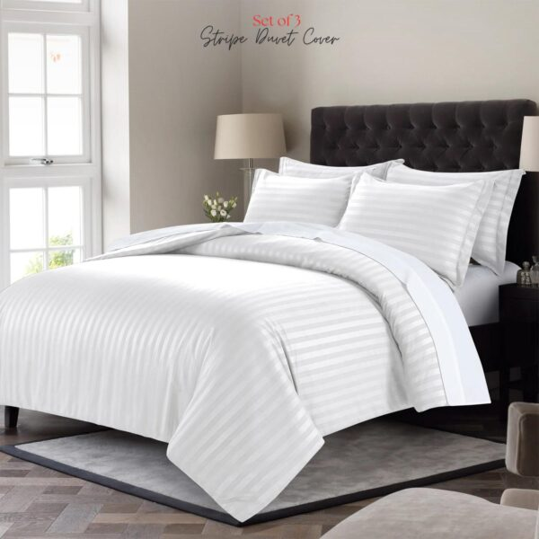 Affordable Satin Stripe Microfiber Duvet Cover Set - Special for Winter Seasons - 3-Piece Set for Single, Double, King and Super King Sizes Bedding Set