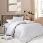 Affordable Satin Stripe Microfiber Duvet Cover Set - Special for Winter Seasons - 3-Piece Set for Single, Double, King and Super King Sizes Bedding Set
