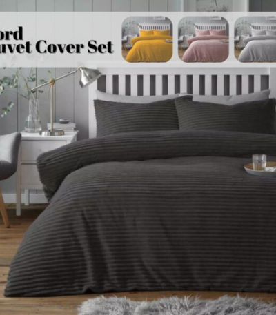 Chunky Ribbed Fleece Duvet Set with Pillowcases - Available in Single, Double and King Sizes - Room Decor Classic Bedding Set of 3