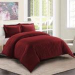 Ultra-Soft Microfiber Satin Stripe Duvet Cover Set with Pillow case - Hotel Quality Bedding in Different Sizes - Single, Double, King, Super King UK Size