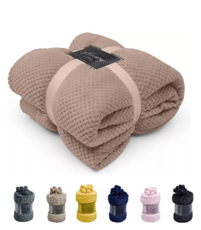 Soft Blankets Pompom Waffle Throw Mink Blanket - Warm, Extra Soft and Breathable for All Seasons in Versatile Color Range - UK Size Double & King-Trends and bend