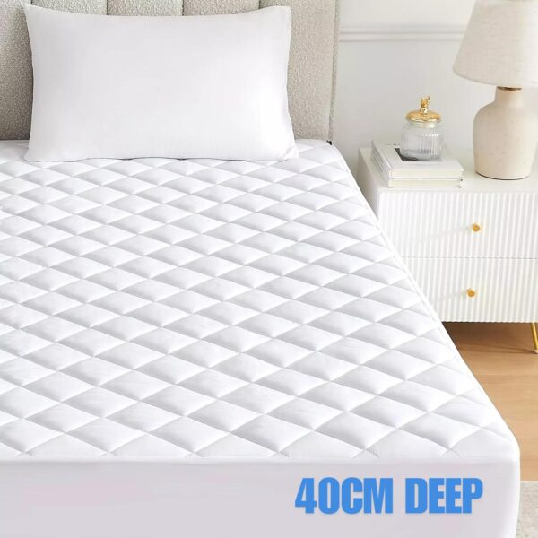 HOTEL QUALITY EXTRA DEEP 40CM QUILTED MATTRESS PROTECTOR FITTED BED COVER ALL UK SIZES SINGLE SMALL DOUBLE DOUBLE KING SUPER KING-Trends and bend HOTEL QUALITY EXTRA DEEP 40CM QUILTED MATTRESS PROTECTOR FITTED BED COVER ALL UK SIZES SINGLE SMALL DOUBLE DOUBLE KING SUPER KING-Trends and bend