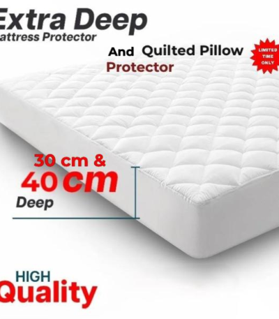 Extra Deep Quilted Mattress Protector 30 & 40CM Single Double King Super-King 4ft Size Full Fitted UK Matress Topper Covers Room Decor-Trends and bend