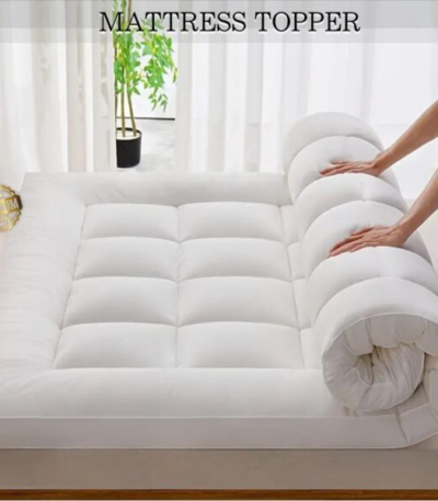 Microfiber Mattress Topper 10cm Deep Luxury Soft Hotel Quality Matress Topper with Elastic Straps - Bunk Single 4Ft Double King Super King Sizes-Trends and bend