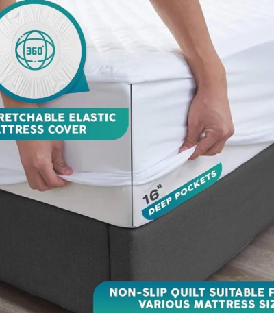 40cm Extra Deep Quilted Mattress Protector - Fits Mattresses Up to 40cm Deep - Available in Multiple Sizes - Breathable & Soft - Mattress Cover, Machine Washable-Trends and bend