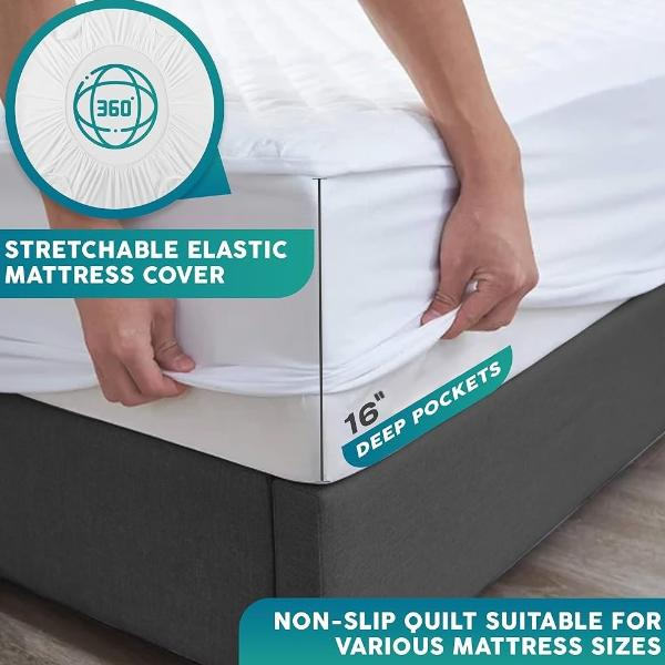 40cm Extra Deep Quilted Mattress Protector - Fits Mattresses Up to 40cm Deep - Available in Multiple Sizes - Breathable & Soft - Mattress Cover, Machine Washable-Trends and bend