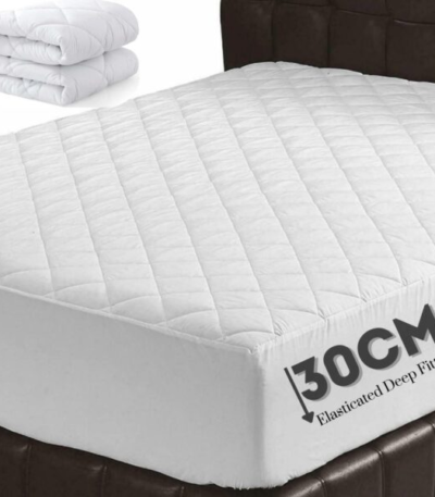 30CM Extra Deep Quilted Mattress Protector with Elastic Skirt - Available in Single, 4FT, Double, King, and Super-King Sizes UK Mattress Topper, Bed Cover-Trends and bend
