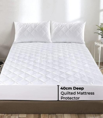 Hotel Quality Extra Deep 40cm Quilted Mattress Protector with Elastic Skirt Microfiber Fitted Bed Cover, Bedding Shield, Mattress Topper- All UK Standard Sizes-Trends and bend
