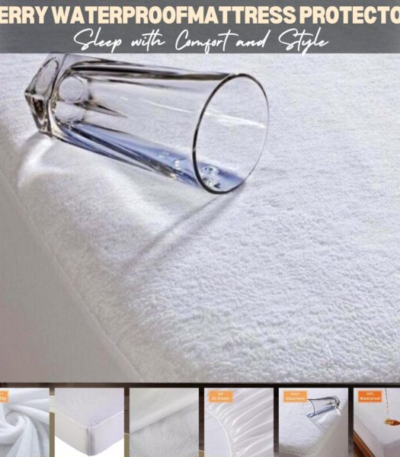 Luxury Waterproof Terry Mattress Protector in White, Matress Topper Single Size, Non-Noisy & Breathable, Single, 4FT/Small Double, Double, King, Super King Sizes-Trends and bend