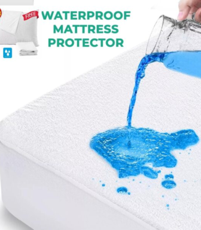 Waterproof Terry Towel Mattress Protector with FREE Pillow Protector Pairs Fitted Bed Cover with Waterproof Bed Accessories (in All UK Sizes)-Trends and bend-Trends and bend