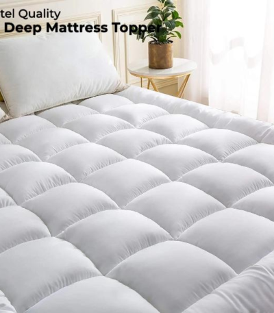 4" Deep Mattress Topper Luxury Soft Hotel Quality Microfiber with Elastic Straps-Trends and bend